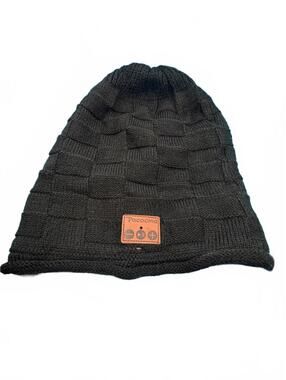 Pococina Black Knit Beanie Hat with Bluetooth Controls